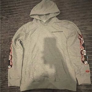Chrome Hearts Gray Hoodie with Graphic Sleeves